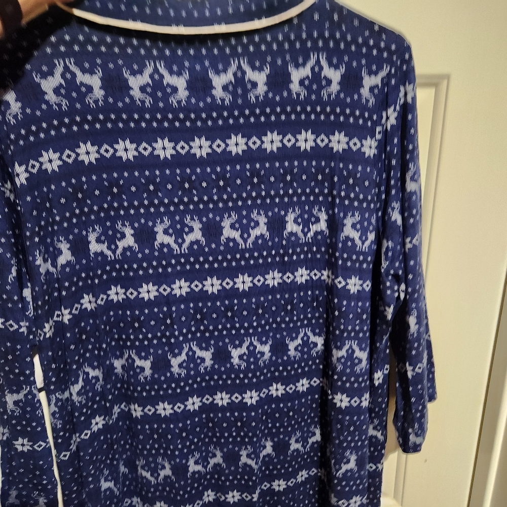 Torrid Sleep 1X Blue Fair Isle Night Shirt Dress Deer Print Sleepgown NEW - Picture 11 of 13